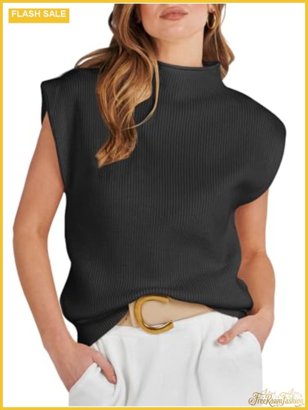 Mock Neck Sweater Vest Sleeveless Knit Work Office Business Casual